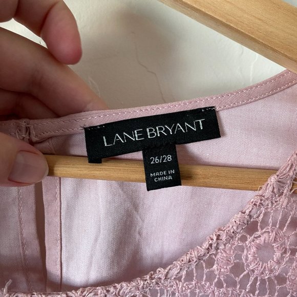Lane Bryant Baby Pink Crochet Lace Ruffle Sleeve Top size 26/28 - Picture 5 of 9